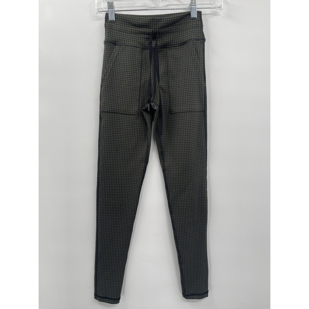 OFFLINE‎ by Aerie XS Leggings Womens Olive Green Houndstooth Drawstring Pockets